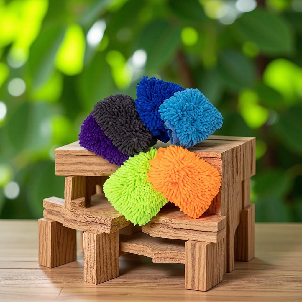 双面雪尼尔手套 加密长毛材质 洗车手套。洗车工具用品详情图1