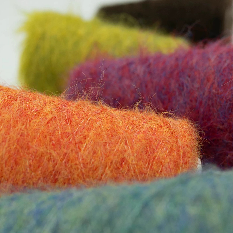 糖果色仿羊驼弹力长毛纱线毛线团手混线手工diy编织钩针棒针配线详情图4