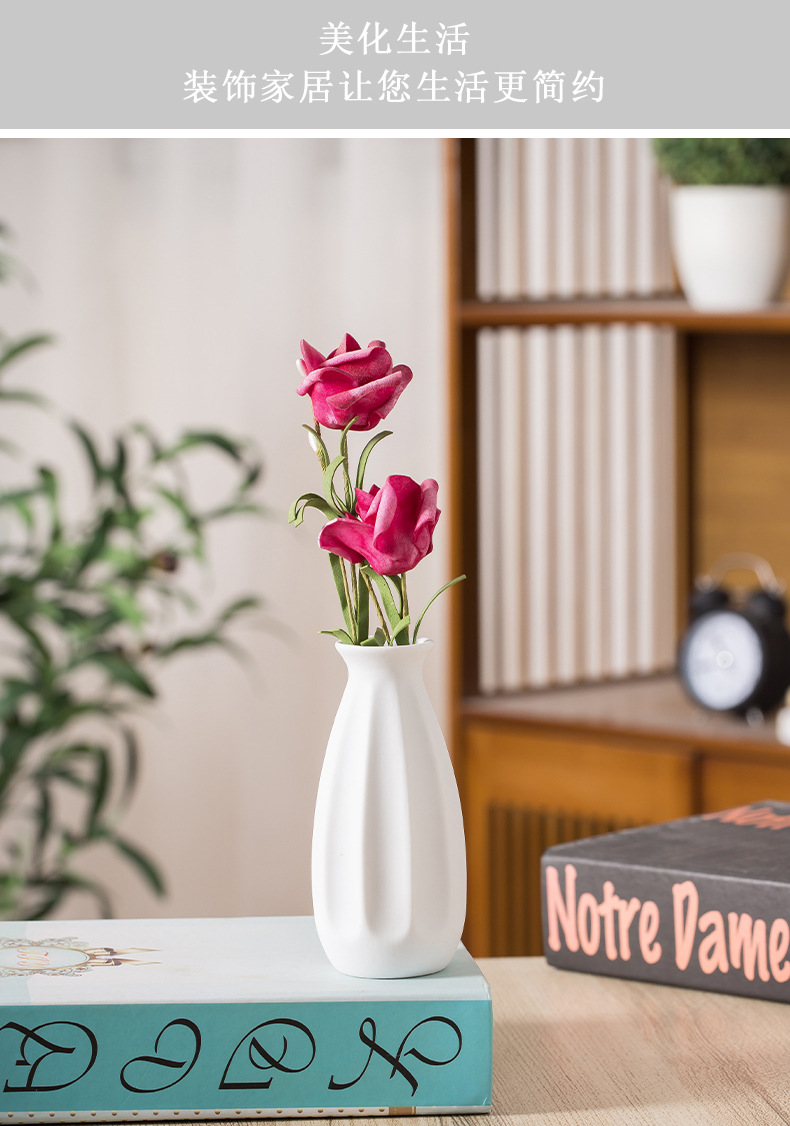 2025批发素烧哑光白色陶瓷插花小花瓶创意简约客厅家居干花装饰品摆件详情5