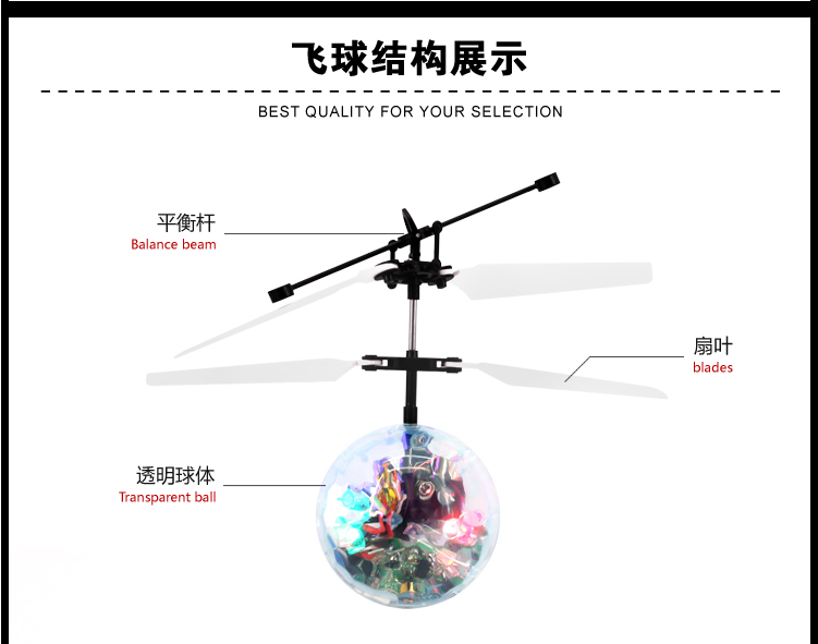 usb充电 新奇感应发光水晶球七彩悬浮飞行耐摔电动飞行器玩具批发详情3