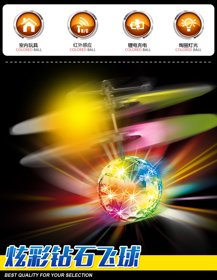usb充电 新奇感应发光水晶球七彩悬浮飞行耐摔电动飞行器玩具批发详情1