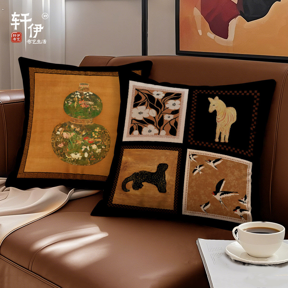 中古风沙发抱枕高级感靠背垫床头靠枕套新款车载靠枕垫含芯靠垫子详情图1