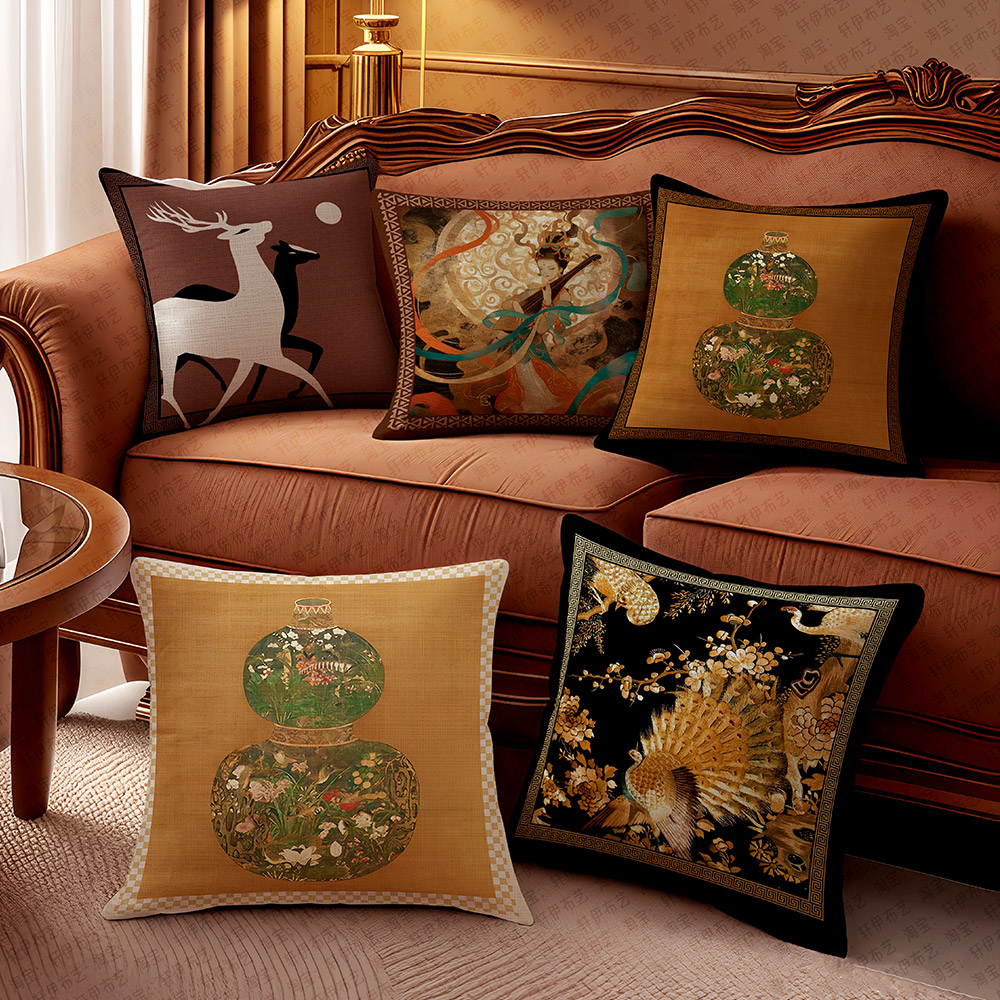 中古风沙发抱枕高级感靠背垫床头靠枕套新款车载靠枕垫含芯靠垫子详情图5