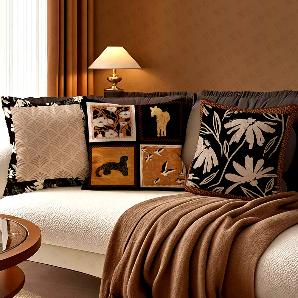 中古风沙发抱枕高级感靠背垫床头靠枕套新款车载靠枕垫含芯靠垫子详情图4