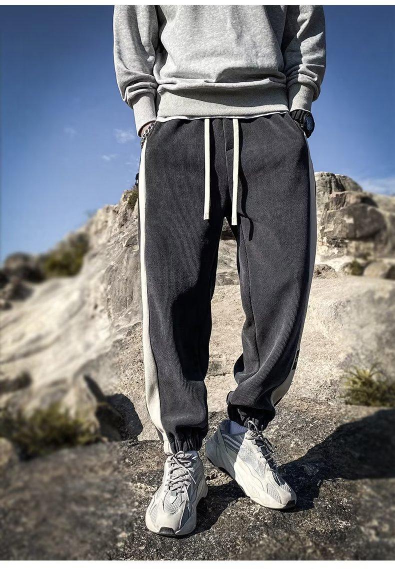 2025年新款拼色男士灯芯绒裤子春秋款加绒加厚休闲百搭宽松长裤男详情1