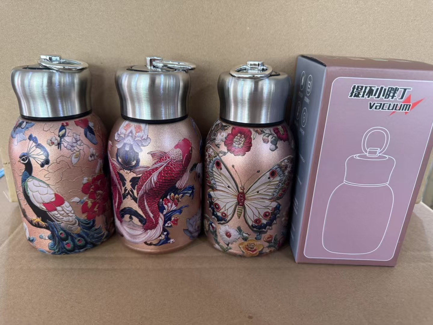 复古国潮孔雀小胖丁保温杯便携提手办公室 学生水杯迷你随行杯详情6