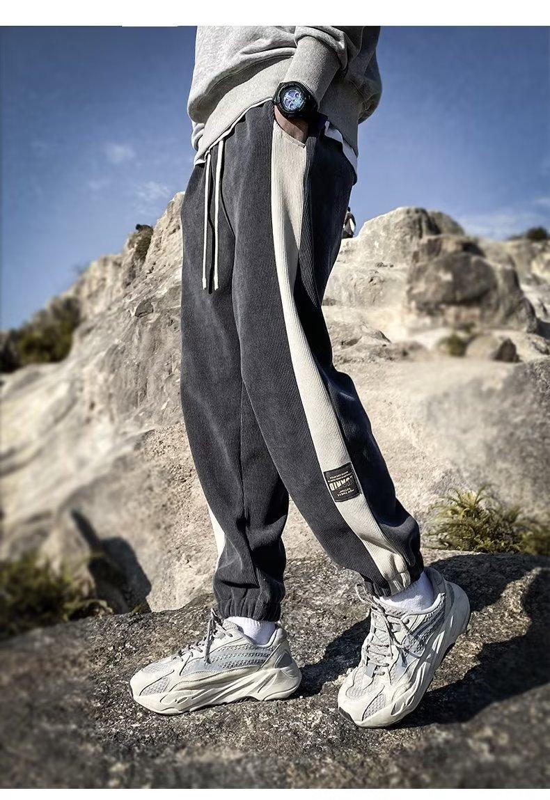 2025年新款拼色男士灯芯绒裤子春秋款加绒加厚休闲百搭宽松长裤男详情6