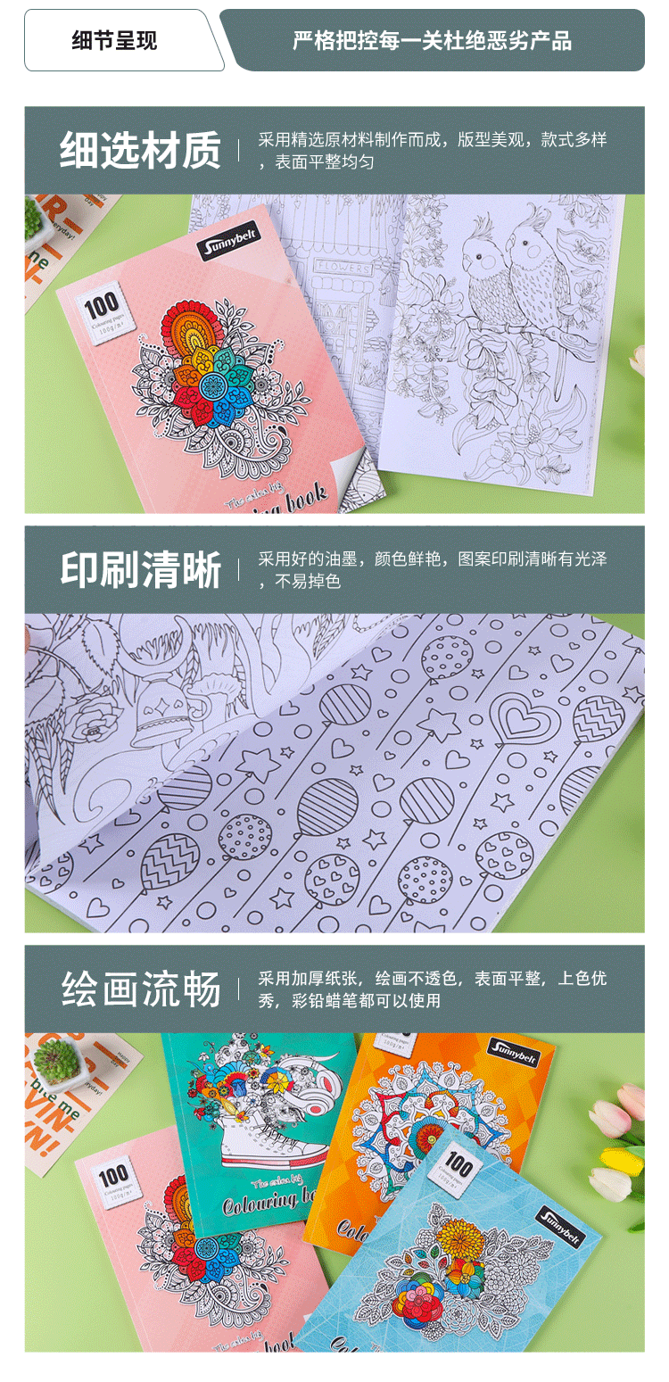 跨境儿童启蒙涂鸦绘画本秘密花园填色本加厚涂色本小学生便携绘本详情3