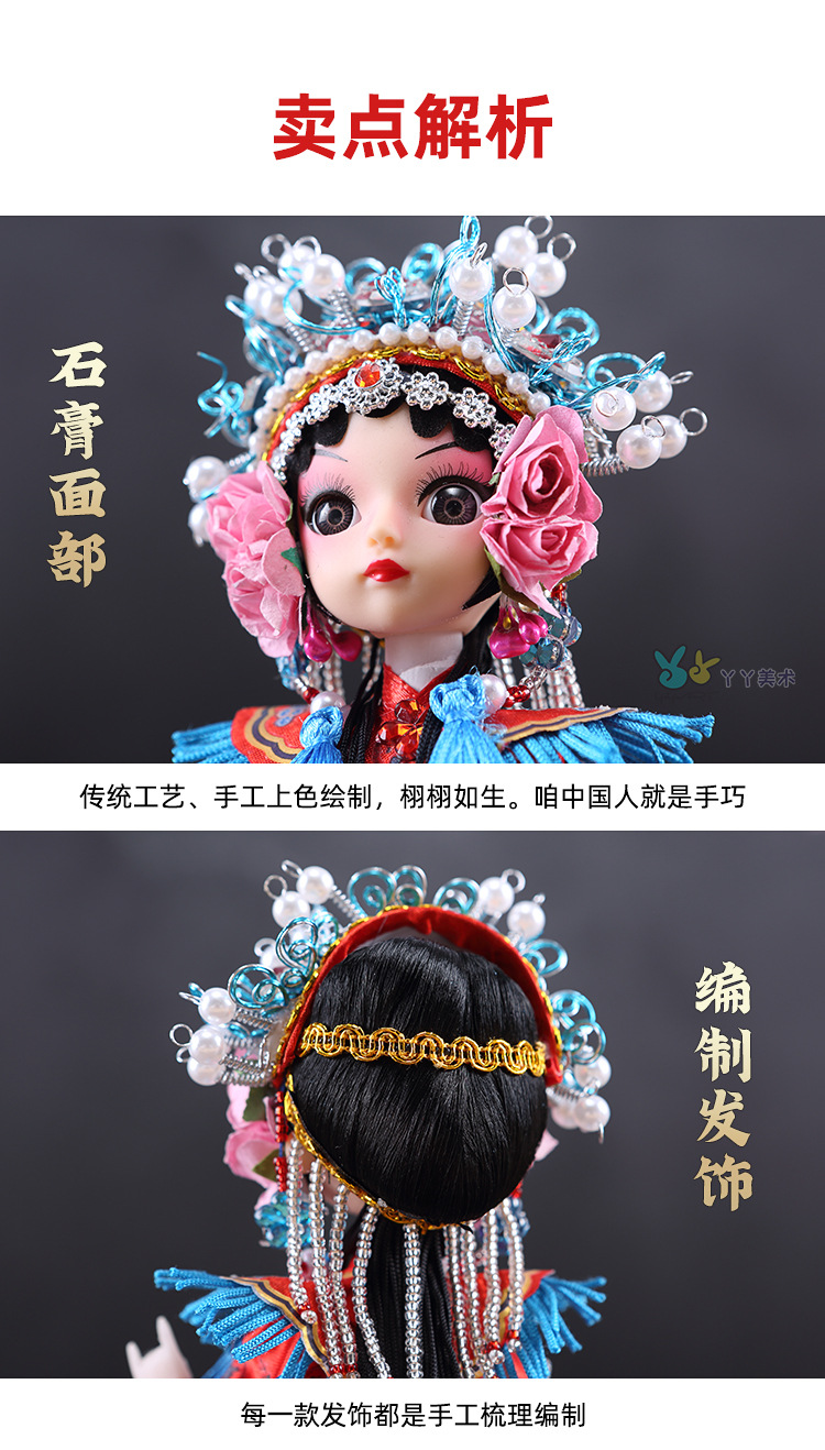 中国风民俗手艺京剧人偶娃娃北京戏曲礼品小绢人diy材料包手工品国潮详情5