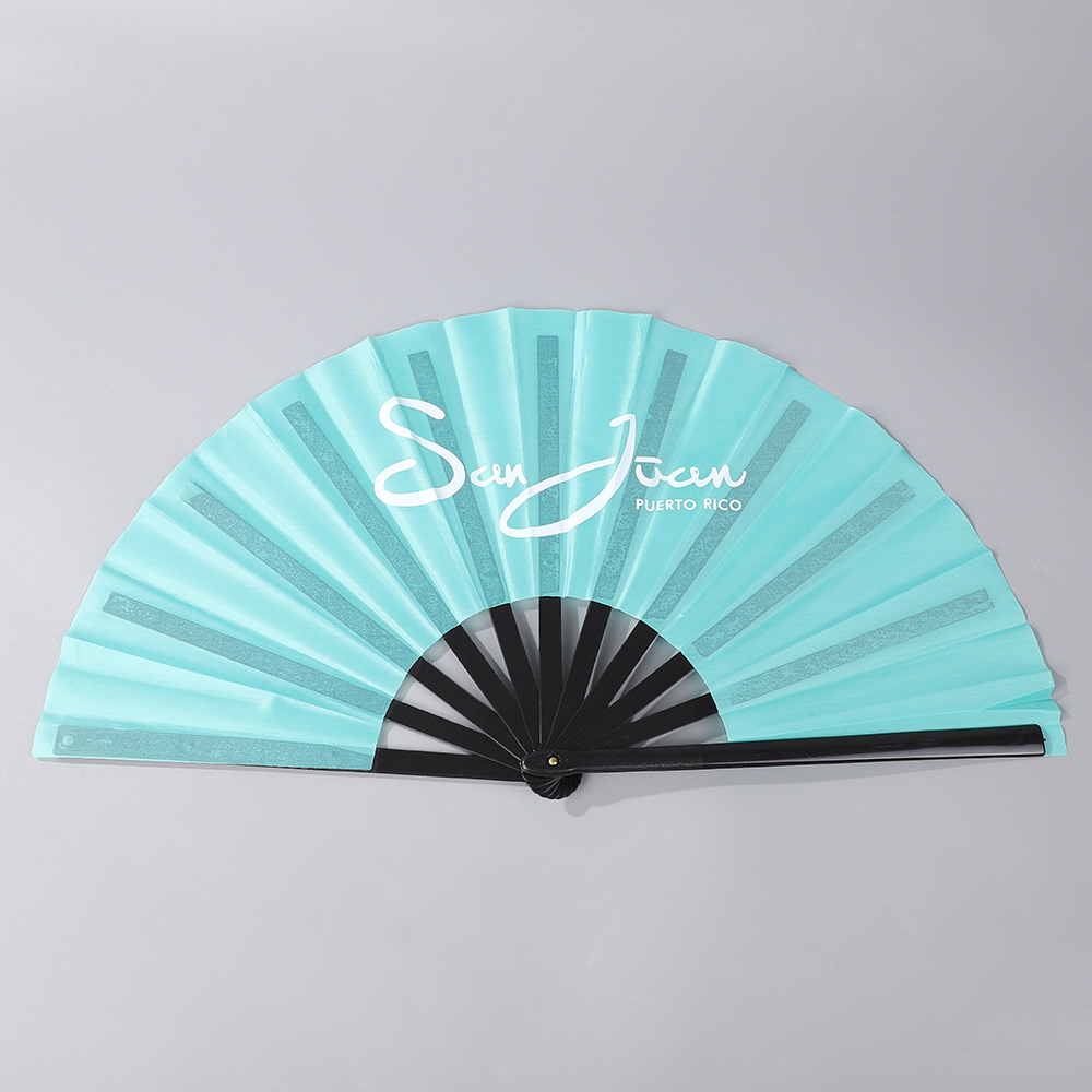 中国风素面纯色折叠扇子13英寸塑料竹骨功夫响扇节日表演舞蹈扇子详情9