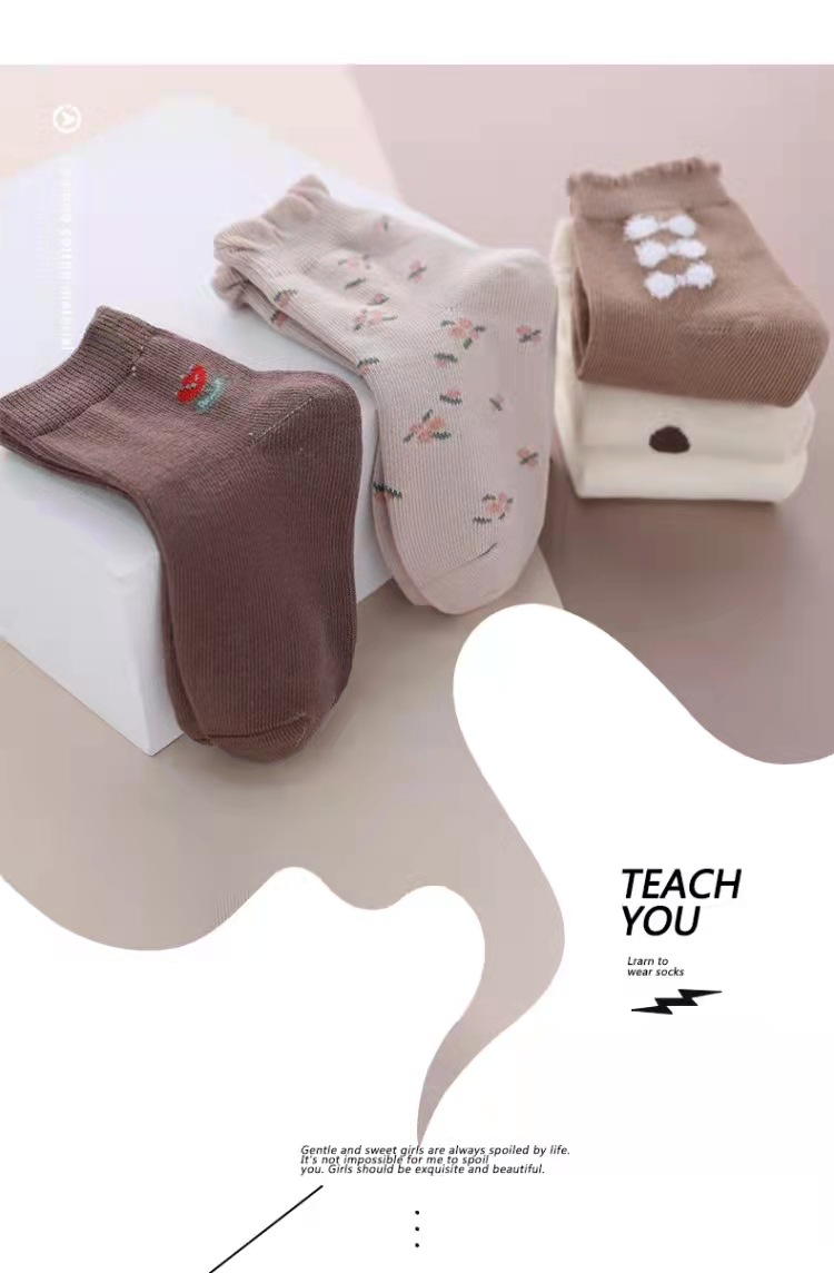严选儿童袜子秋冬季女童花边棉袜手缝蝴蝶结森系公主袜韩版宝宝袜详情4