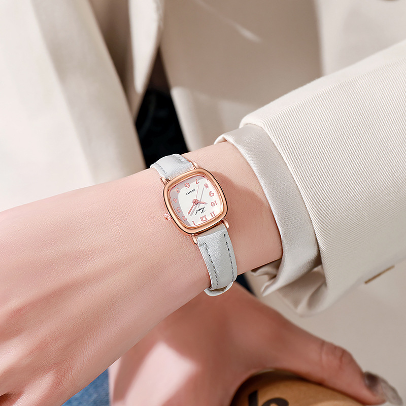 新品款式时尚小方形女士手表女款中初学生小众皮带石英表跨境爆款详情7