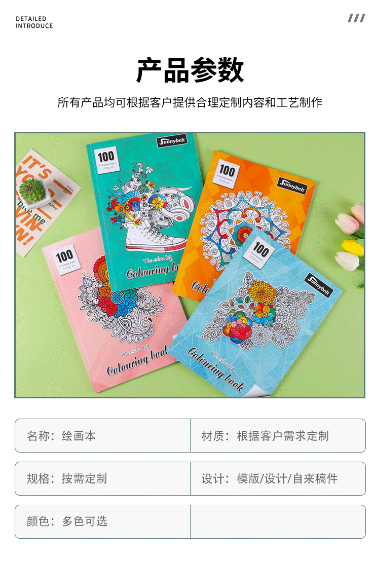 跨境儿童启蒙涂鸦绘画本秘密花园填色本加厚涂色本小学生便携绘本详情2