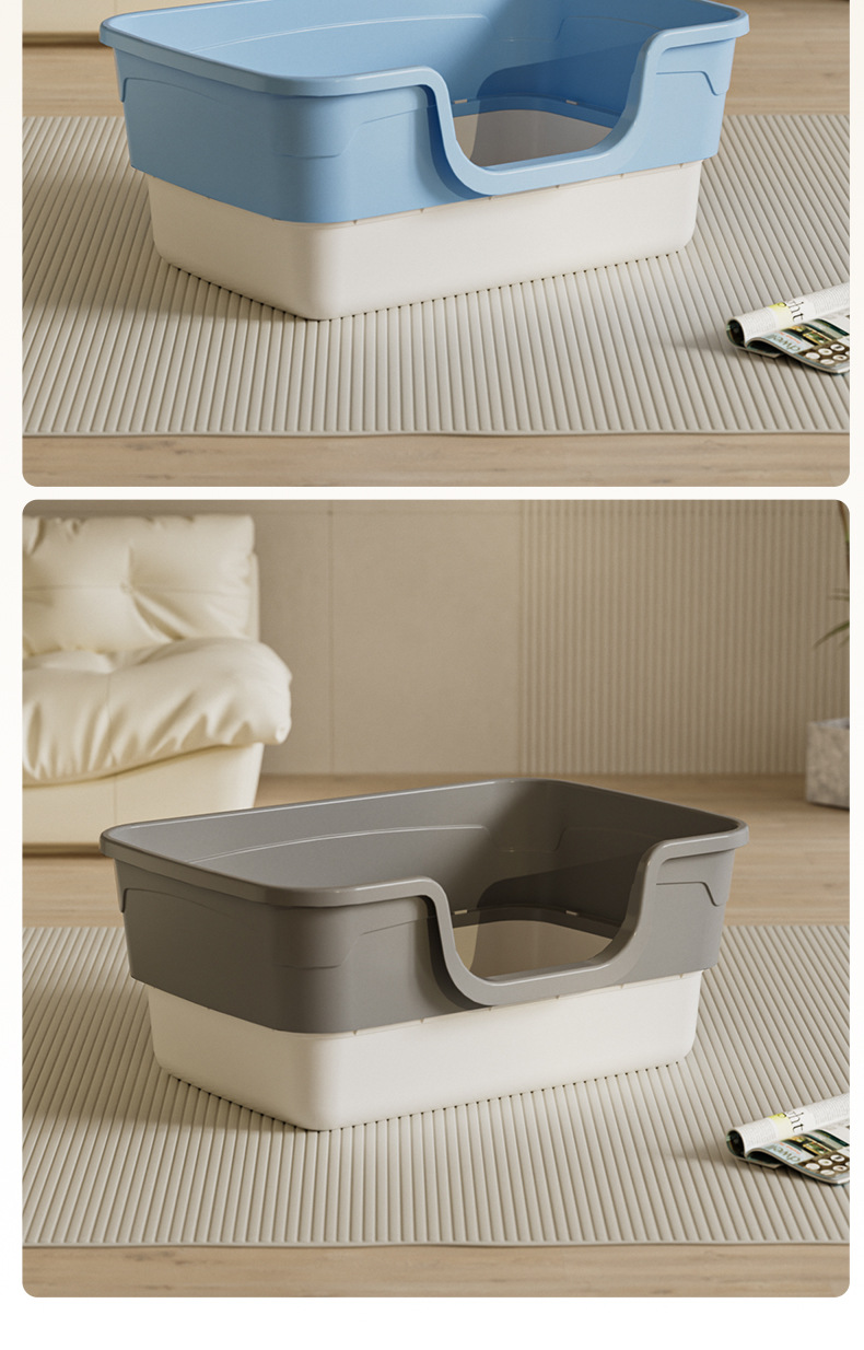 新款半封闭猫砂盆大号高围栏防外溅猫厕所猫浴盆猫咪清洁宠物用品详情15