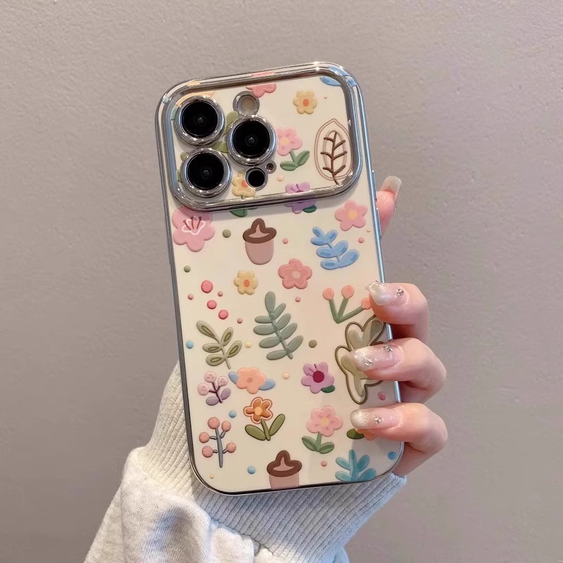 小清新碎花适用苹果手机壳16promax新款15promax卡通14plus电镀详情3