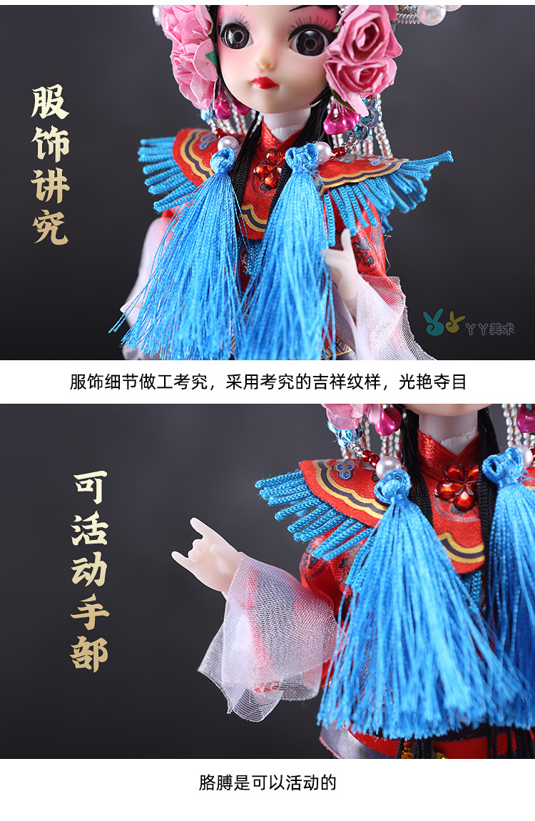 中国风民俗手艺京剧人偶娃娃北京戏曲礼品小绢人diy材料包手工品国潮详情6