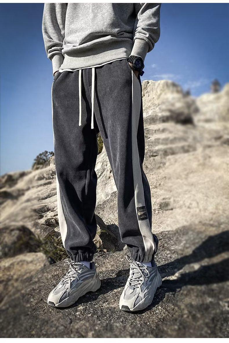 2025年新款拼色男士灯芯绒裤子春秋款加绒加厚休闲百搭宽松长裤男详情2