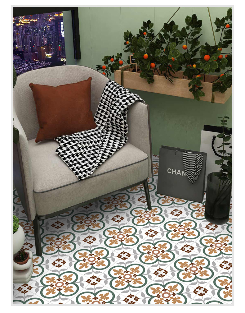 pvc加厚耐磨防潮室内装修地贴地板贴水泥地地贴厨房自粘仿瓷砖塑料卫生间批发纸铺的防木纹板厕所浴室硅藻11