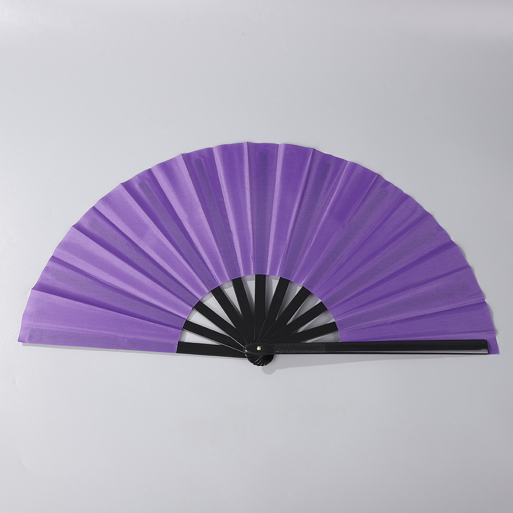 中国风素面纯色折叠扇子13英寸塑料竹骨功夫响扇节日表演舞蹈扇子详情5