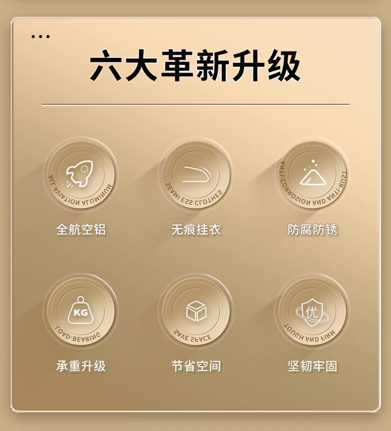 太空铝合金衣架家用挂衣无痕衣服撑防滑防掉色防肩角轻奢金属晾衣架详情2