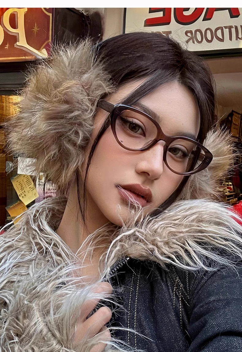 猫眼眼镜女高级感81059-1防蓝光复古素颜眼镜框冷茶色近视镜批发详情10