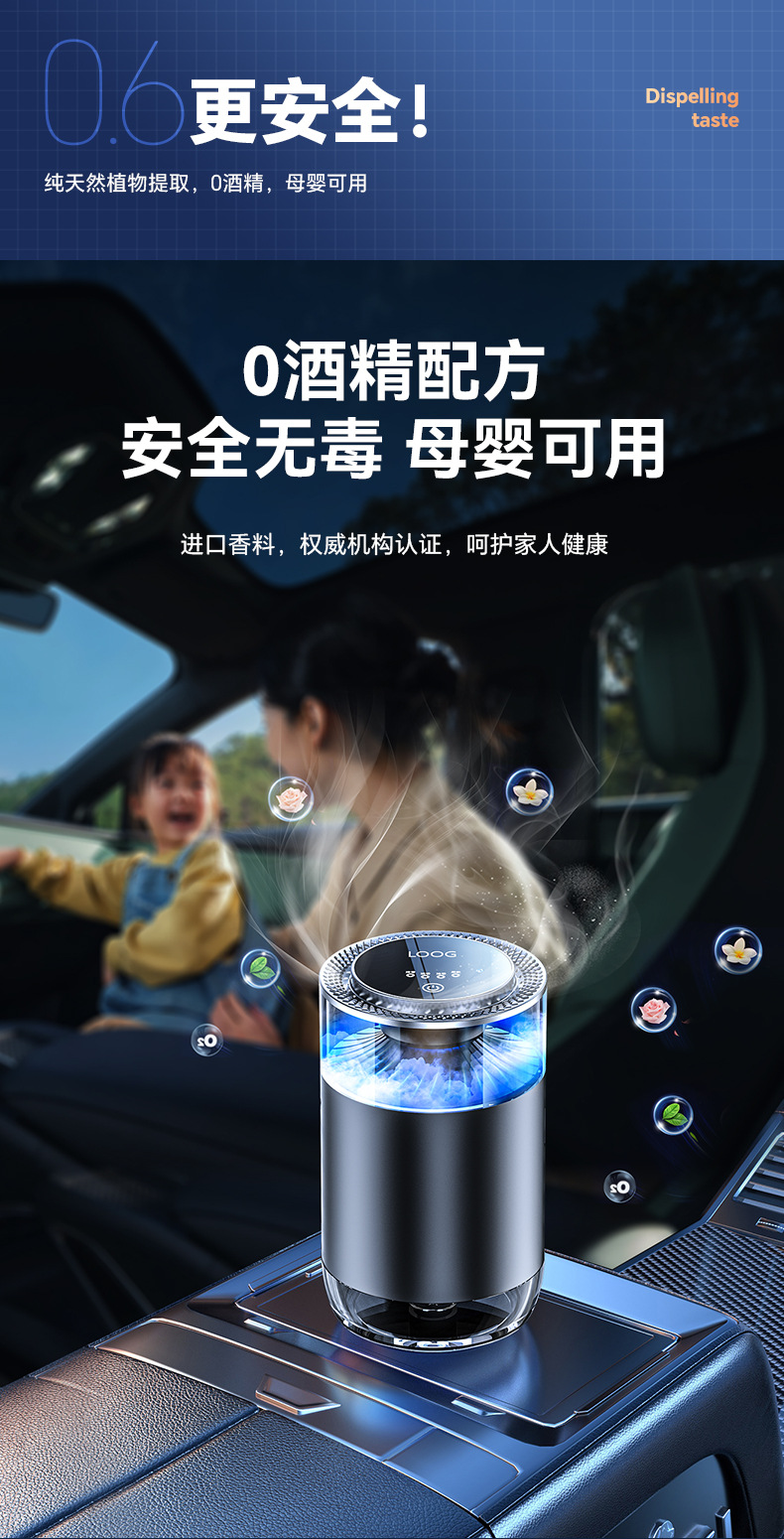 新款云雾观景车载香薰机汽车内装饰品摆件随车启停香水祛味香氛机详情19
