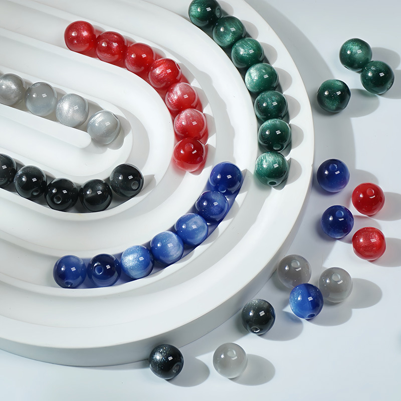 8-16mm树脂猫眼石珠子百变仿猫眼石圆珠diy手工制作手串项链材料详情2
