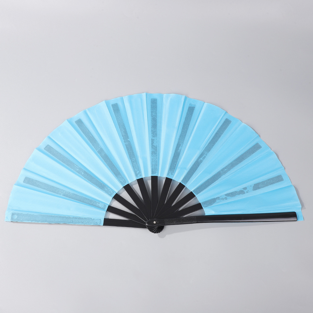中国风素面纯色折叠扇子13英寸塑料竹骨功夫响扇节日表演舞蹈扇子详情6