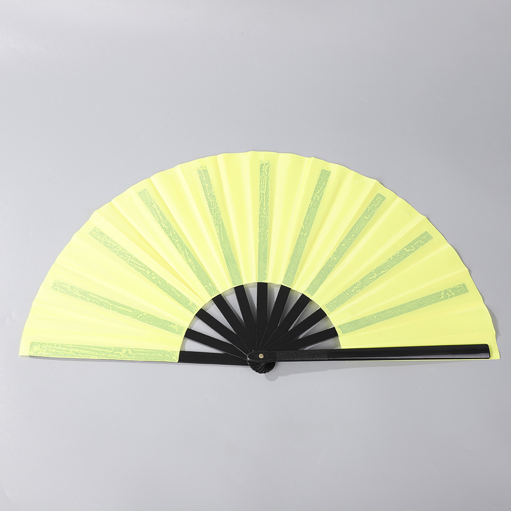 中国风素面纯色折叠扇子13英寸塑料竹骨功夫响扇节日表演舞蹈扇子详情7
