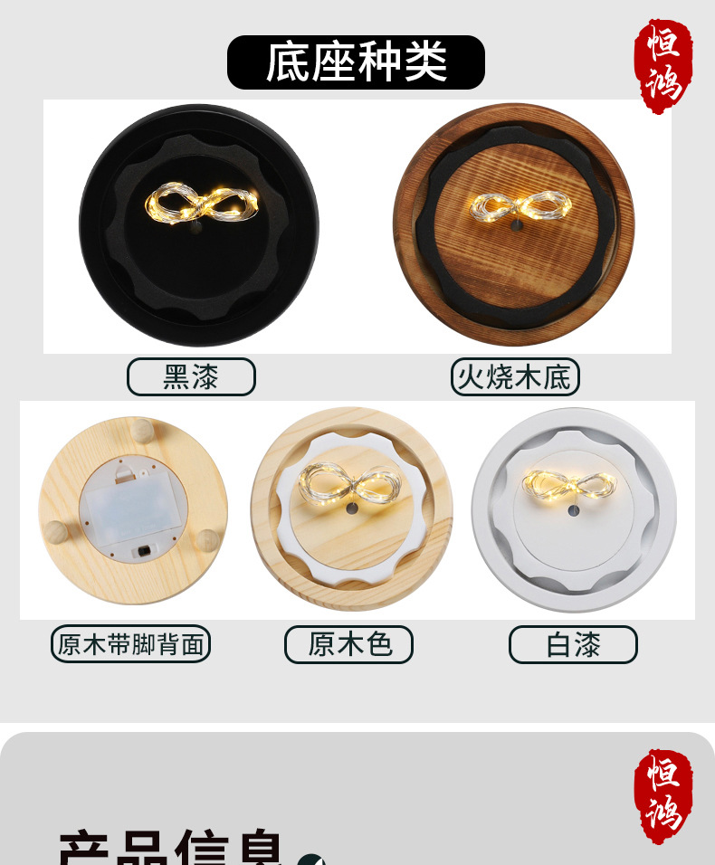 eva防脱落卡扣永生花干花玻璃罩底座带灯展示盒串灯防尘罩手模玻详情3