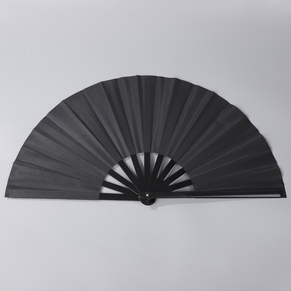 中国风素面纯色折叠扇子13英寸塑料竹骨功夫响扇节日表演舞蹈扇子详情11