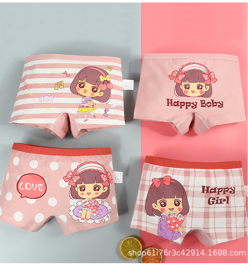 卡通儿童内裤棉平角大白图案四角女孩内裤纯棉a类学生平角内裤女详情15