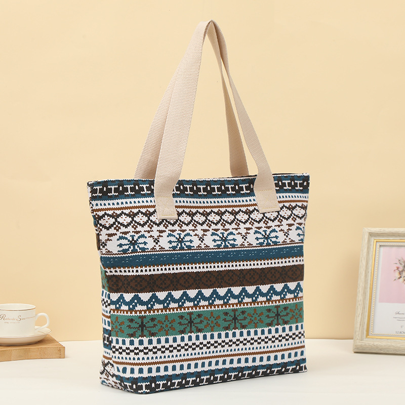 上班族单肩手提式托特包多功能购物手拎包折叠学生帆布包现货批发详情2