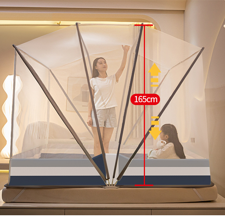 厂家批发特高m型网红六股折叠蚊帐免安装大空间防摔升级四股蚊帐详情5