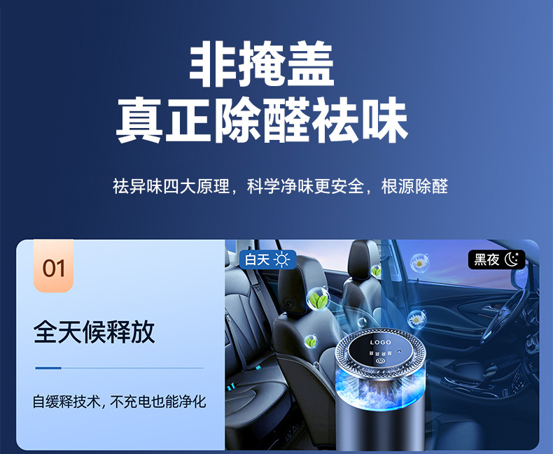 新款云雾观景车载香薰机汽车内装饰品摆件随车启停香水祛味香氛机详情16