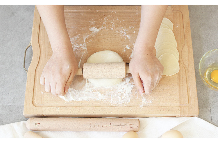 榉木擀面杖木质擀面棍擀面皮烘焙工具饺子皮滚轴擀面杖滚轮压面棍详情5