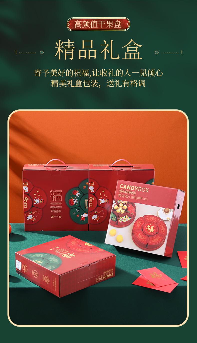 新款过年国潮糖果盒客厅零食盒干果分格喜庆年货礼品糖果盒详情16