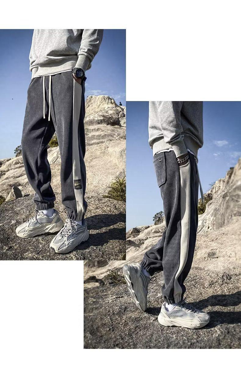 2025年新款拼色男士灯芯绒裤子春秋款加绒加厚休闲百搭宽松长裤男详情5