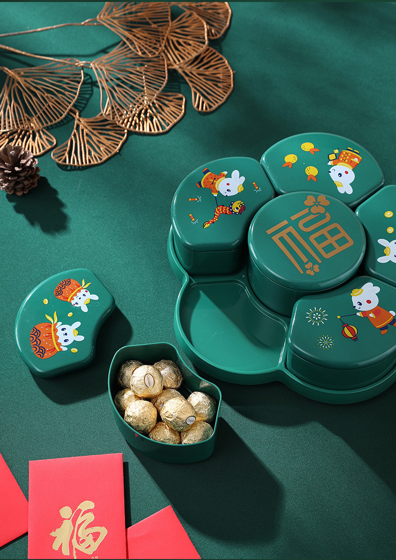 新款过年国潮糖果盒客厅零食盒干果分格喜庆年货礼品糖果盒详情3