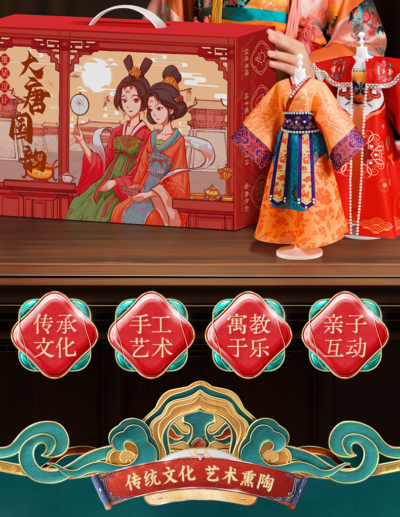 女孩新年生日礼物服装设计diy儿童汉服裁剪换装娃娃手工创意玩具国潮详情2