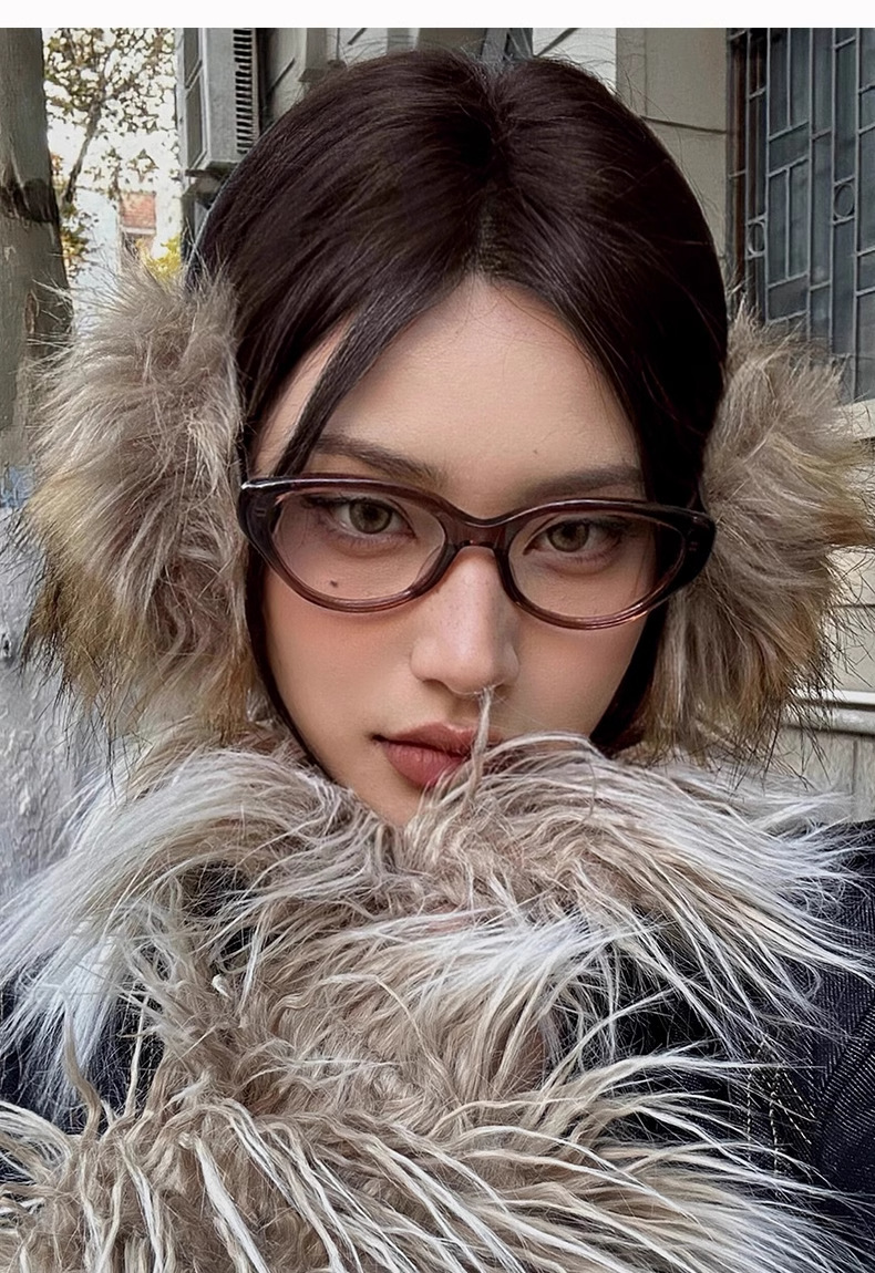 猫眼眼镜女高级感81059-1防蓝光复古素颜眼镜框冷茶色近视镜批发详情11