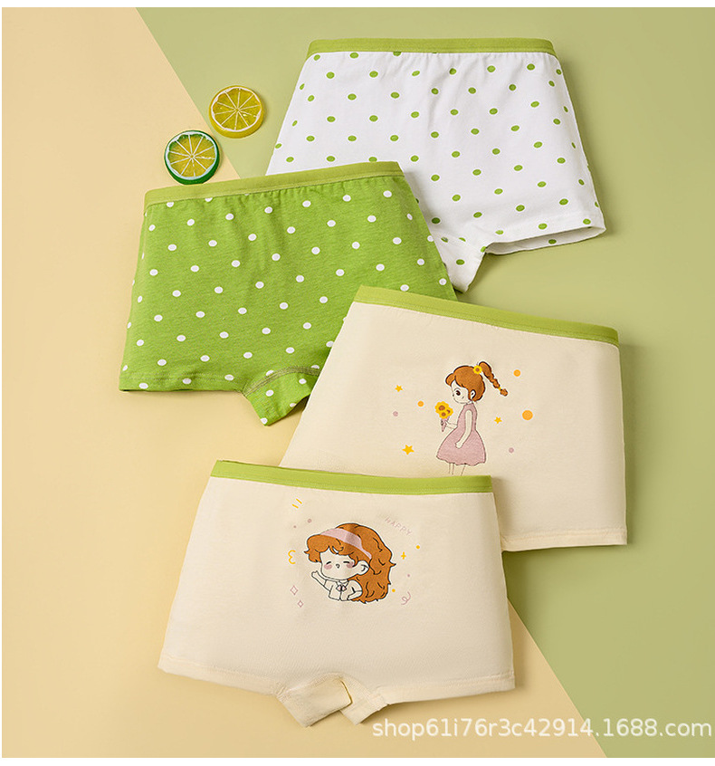 卡通儿童内裤棉平角大白图案四角女孩内裤纯棉a类学生平角内裤女详情17
