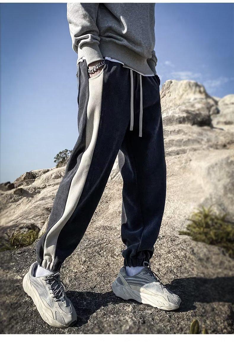 2025年新款拼色男士灯芯绒裤子春秋款加绒加厚休闲百搭宽松长裤男详情4