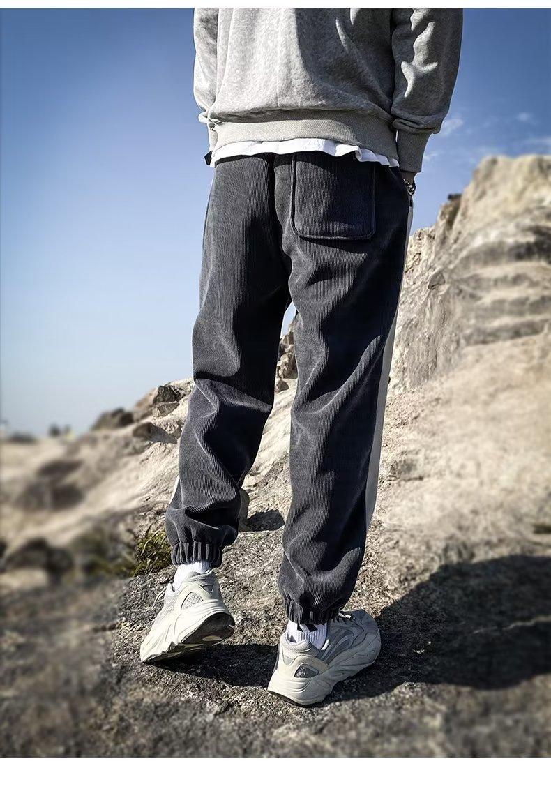 2025年新款拼色男士灯芯绒裤子春秋款加绒加厚休闲百搭宽松长裤男详情7