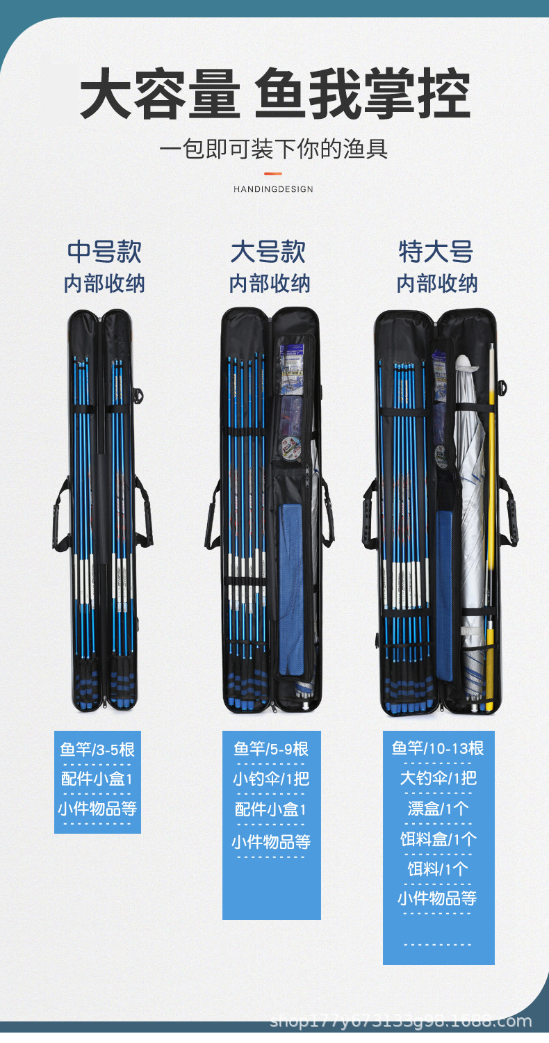 合金1.27米鱼竿包防水硬壳钓鱼包便携渔具包台钓杆包海竿包钓鱼箱详情7