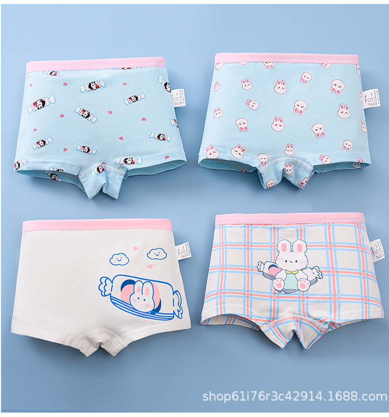 卡通儿童内裤棉平角大白图案四角女孩内裤纯棉a类学生平角内裤女详情20