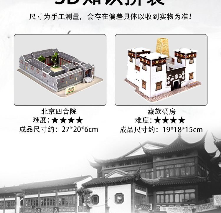diy儿童新3d立体拼图模型学校礼品纸质彩色手工拼图玩具国风建筑国潮详情10