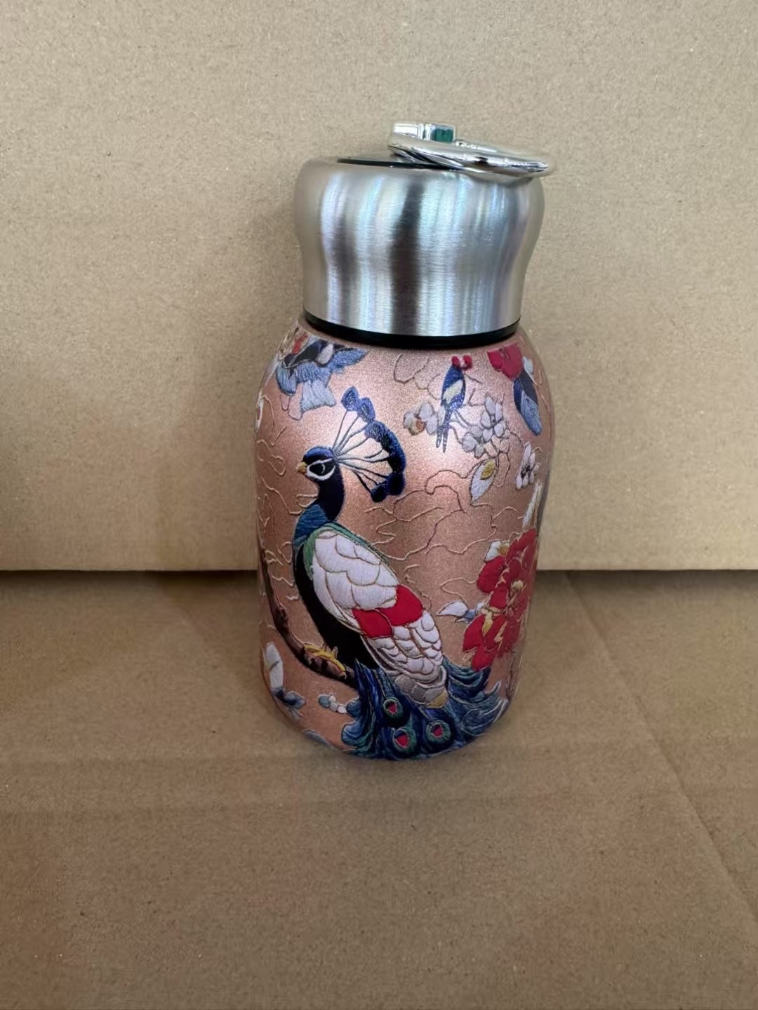 复古国潮孔雀小胖丁保温杯便携提手办公室 学生水杯迷你随行杯详情8