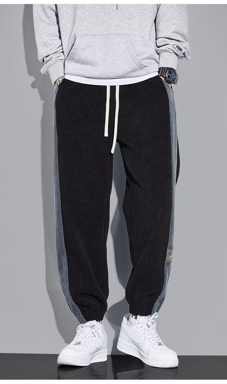 2025年新款拼色男士灯芯绒裤子春秋款加绒加厚休闲百搭宽松长裤男详情9