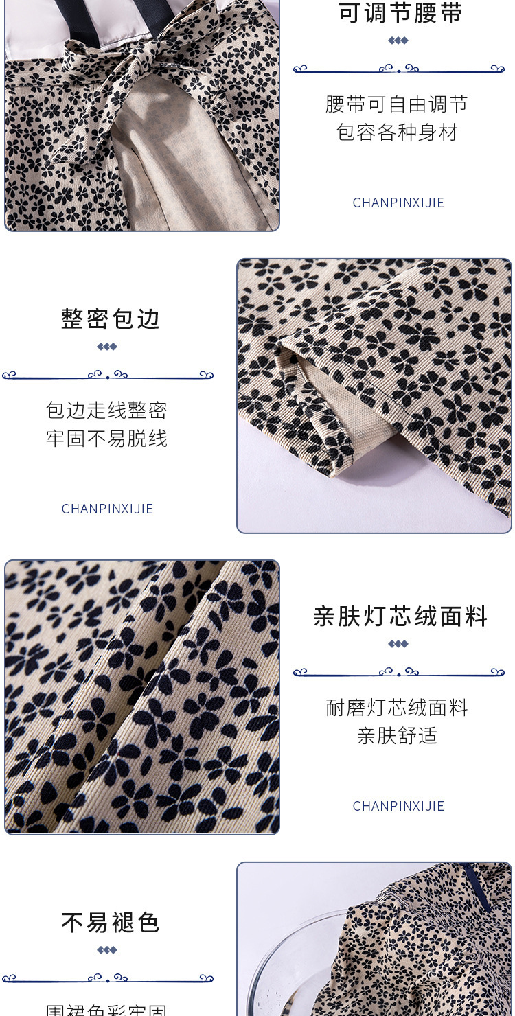 【持嘉】亲肤灯芯绒面料透气耐磨防污碎花搭配复古盘扣详情8